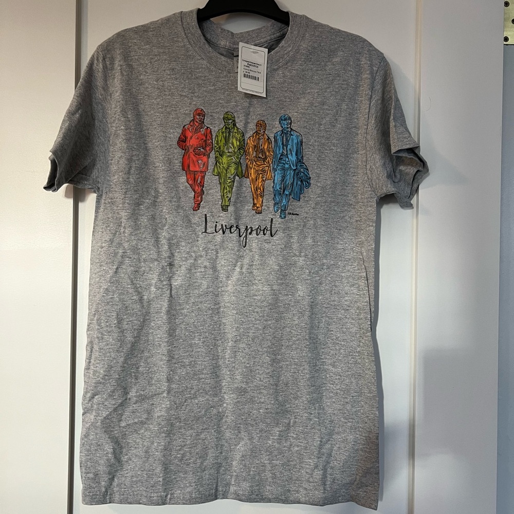 The Beatles / Fab Four heather gray T-shirt. Unisex size Small. Brand new!